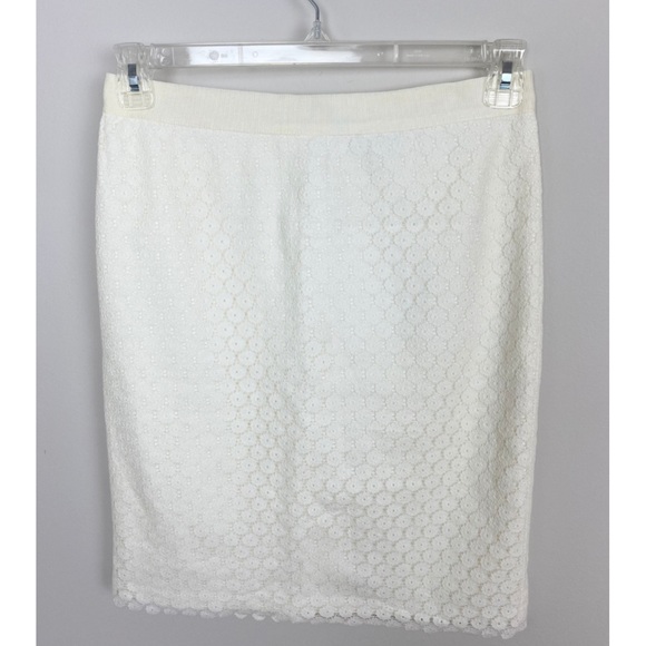 NWT LOFT Eyelet Pencil Skirt, White, Size 4, New With Tags - Picture 1 of 4